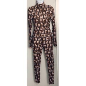 Printed High Neck Long Sleeve Jumpsuit